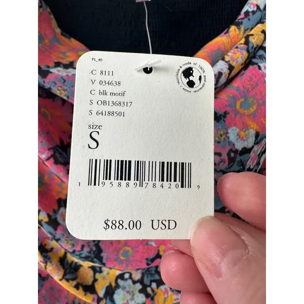 NEW Free People Women's Endless Love Tank Top Size S Smocked Floral $88 D49